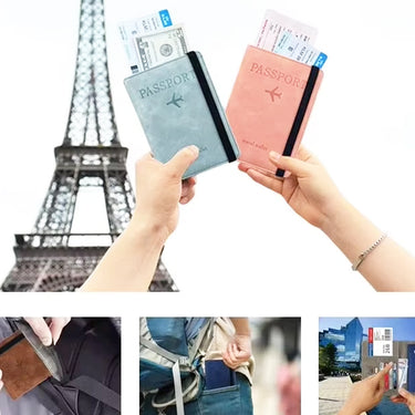Portable leather travel passport holder